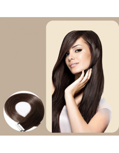 Dark Chocolate Straight Adhesive Extensions / Tapes en linge