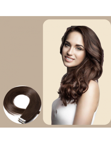 Chocolate Brown Straight Adhesive Extensions / Tapes en ligne