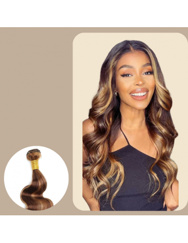 Veving av jomfruhår fra mennesker Body Wave 7a kortshot blond p4/27 100 gr de pas cher