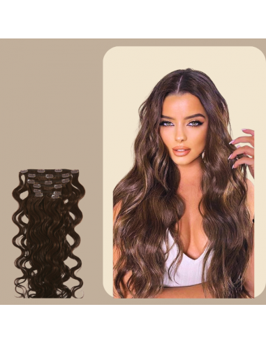 Chocolate Wavy Clip Extensions en linge