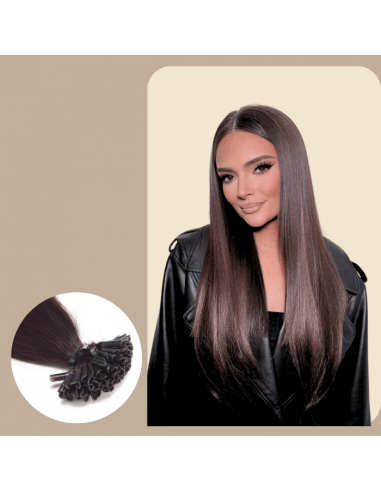 100 Raide Brown Keratin -tillägg pas cher