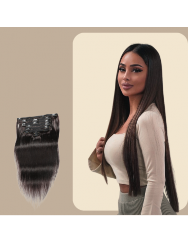 Rak brun Clip-In Extensions Kit 120 gr les ctes