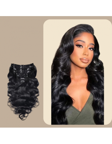 Body Wave Black 120g Clip-In Extensions Kit de technologie