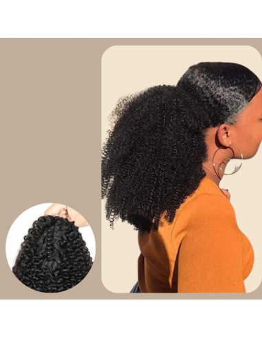 Coda di cavallo castano scuro con clip naturale capelli ricci afro en ligne des produits 