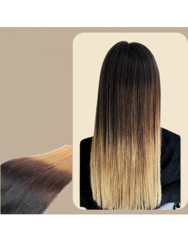 Rak Ombre Brun Choklad Blond Mono Clip-In Förlängning Maxi Volym Band en linge