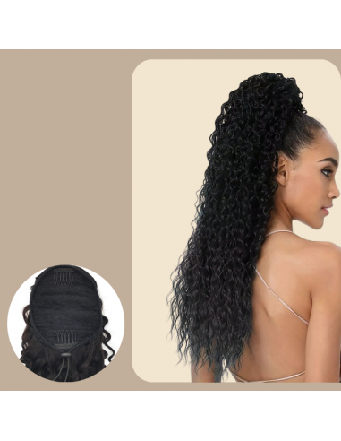 Hästsvans mörkbrun med sladd Remy Hair Deep Wave à prix réduit toute l'année