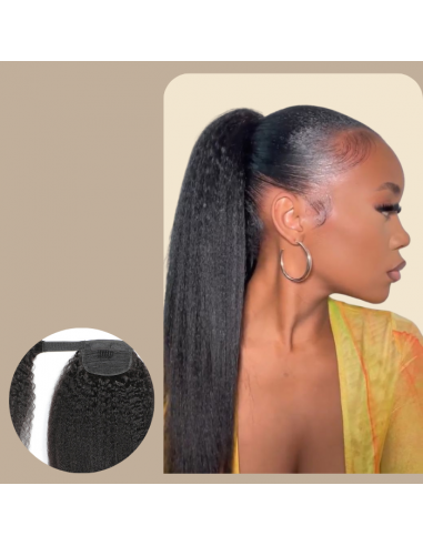 Coda di cavallo marrone scuro nastro magico capelli Remy Kinky Straight ouvre sa boutique