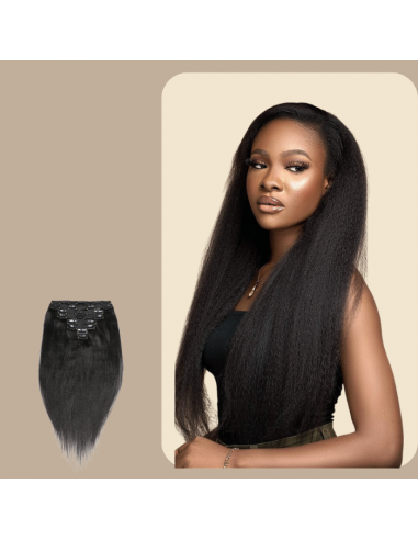 Extensiones de clip Yaki rectas negras Par le système avancé 