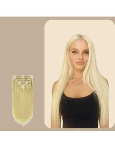 Kit de extensiones clip-on rubio liso platino Voir les baskets