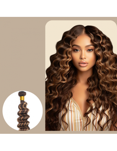 Tissage Vierge Capelli Umani Onda Profonda 7A Chatain Méché Blond P4/27 100 Gr Comparez plus de prix