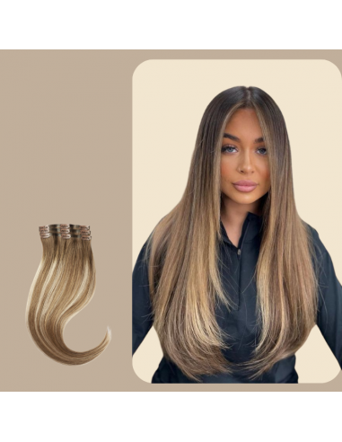 Extensions Glatte Clips Kastanienbraun Méché Platinum livraison gratuite