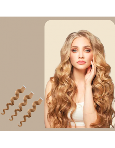 Gewellte Klebe-Extensions Dunkelblond pas cher