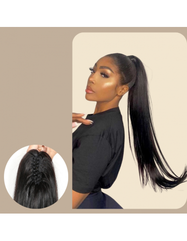 Pferdeschwanz Ponytail Dunkelbraun mit Pinzette Natur Remy Hair Straight la colonne vertébrale