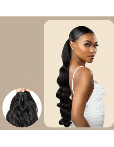 Pferdeschwanz Ponytail Dunkelbraun mit Pinzette Natural Remy Hair Body Wave destockage