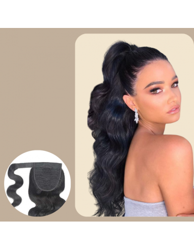 Pferdeschwanz Ponytail Dunkelbraun Magisches Band Remy Hair Body Wave en stock