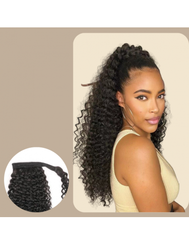 Pferdeschwanz Ponytail Dunkelbraun Zauberband Remy Hair Kinky Curly pas cher 