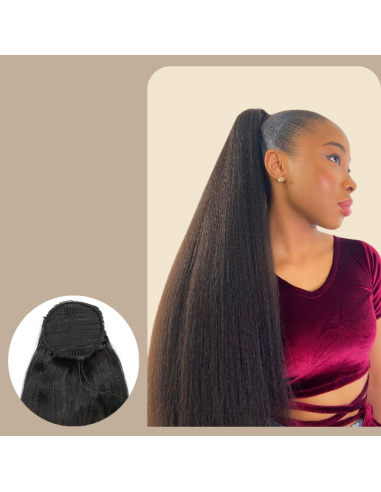 Pferdeschwanz Ponytail Dunkelbraun Mit Kordel Remy Hair Yaki Straight Les êtres humains sont 